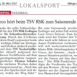 2017.03.28 EZ Nachspiel Greco hört beim TSV RSK Esslingen auf