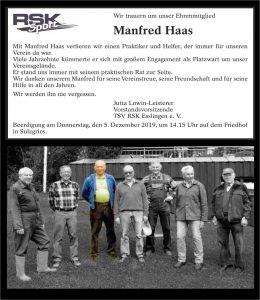 Nachruf Manfred Haas